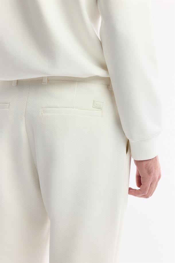 Beyaz Klasik Bel Pamuklu Jersey Pantolon