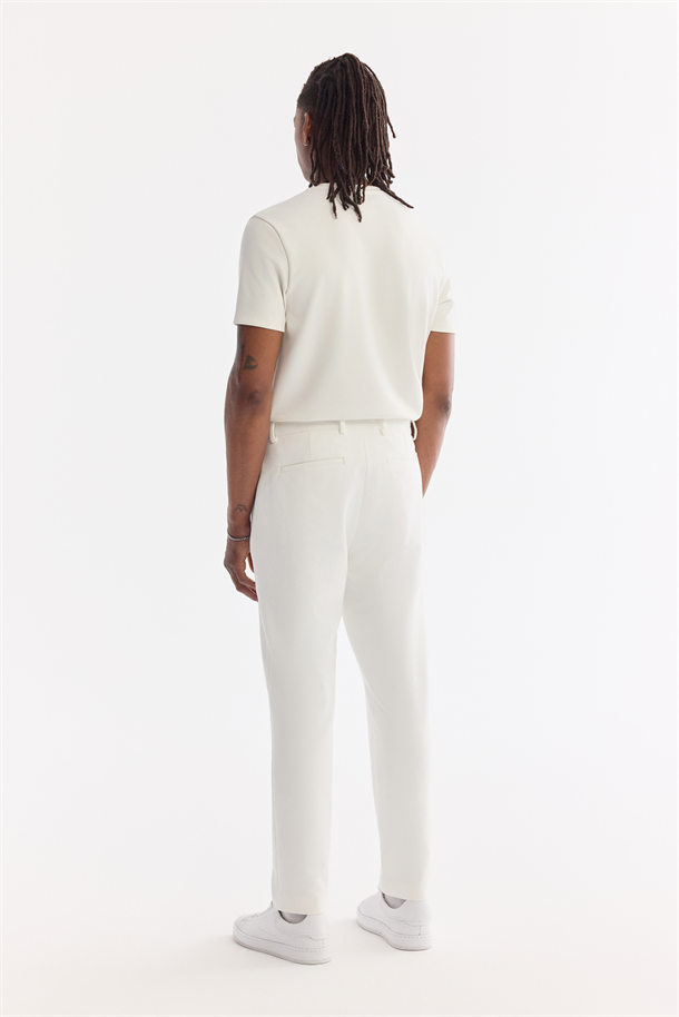 Beyaz Klasik Bel Pamuklu Elastan Chino Pantolon