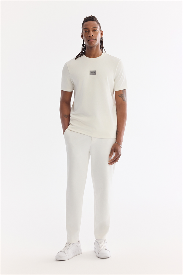 Beyaz Klasik Bel Pamuklu Elastan Chino Pantolon