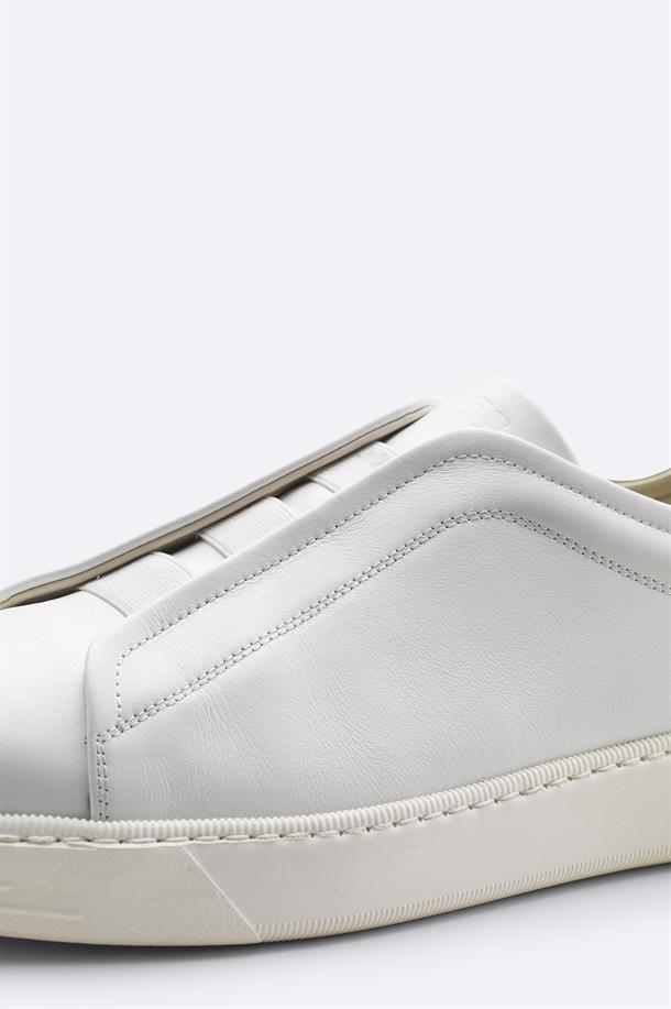 Beyaz %100 Deri Esnek Taban Hafif Casual Ayakkabı 