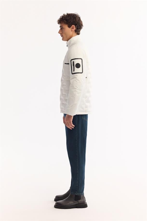 White Hooded Water-Repellent Windproof Puffer Jacket