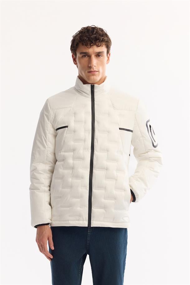 White Hooded Water-Repellent Windproof Puffer Jacket