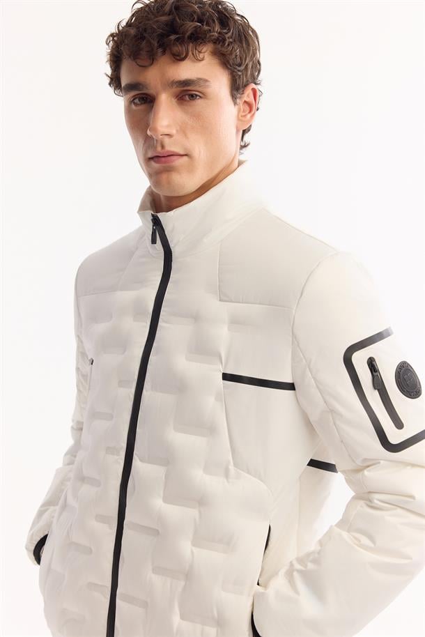 White Hooded Water-Repellent Windproof Puffer Jacket