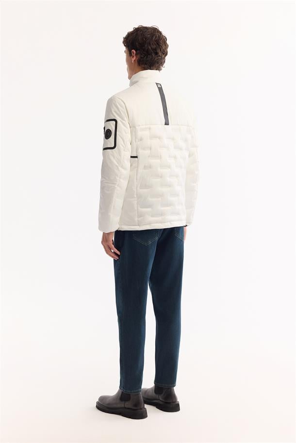 White Hooded Water-Repellent Windproof Puffer Jacket