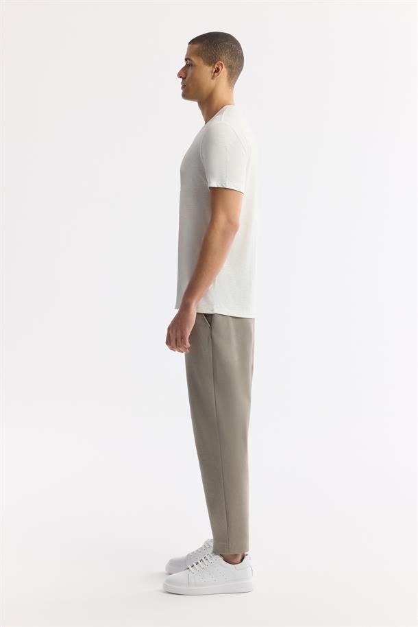 Beyaz Bisiklet Yaka Bi-Stretch Soft Touch Basic T-Shirt