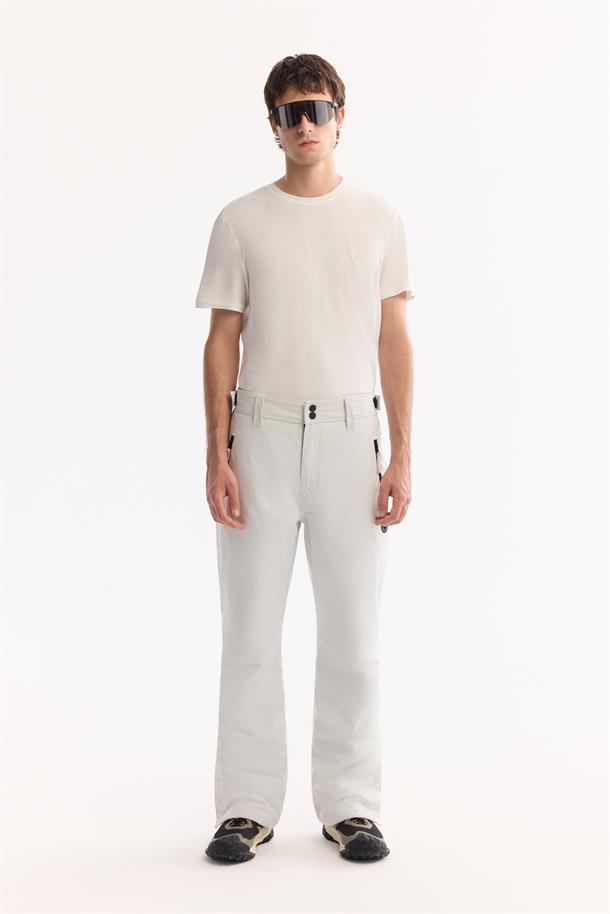 White Snap Waist Water-Repellent Windproof Ski Pants