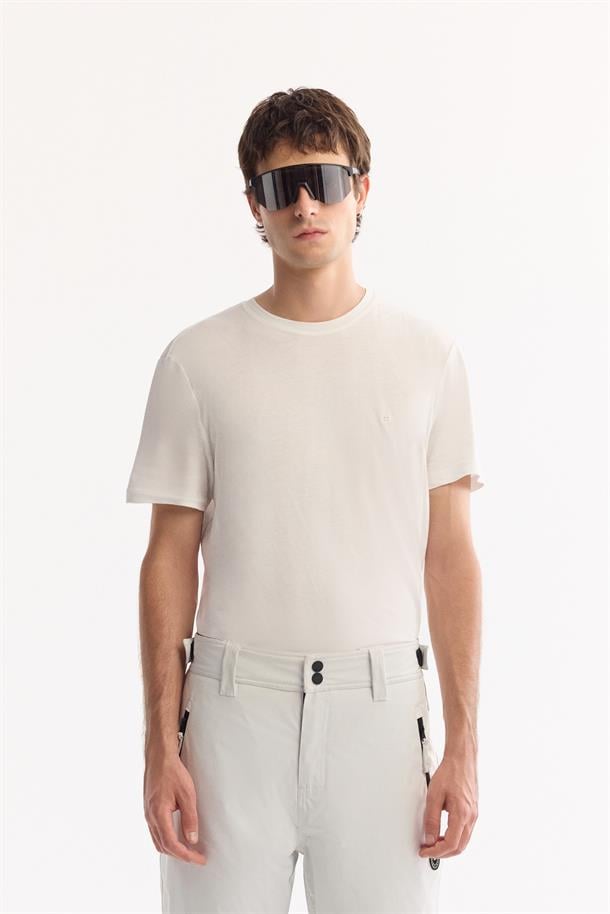 White Snap Waist Water-Repellent Windproof Ski Pants