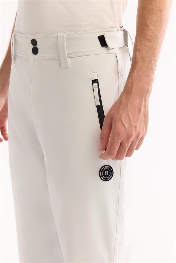 White Snap Waist Water-Repellent Windproof Ski Pants