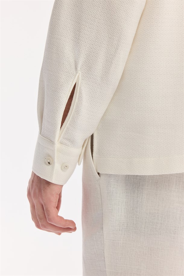 Beyaz Yarım Patlı Soft Touch %100 Pamuk Nefes Alan Gömlek