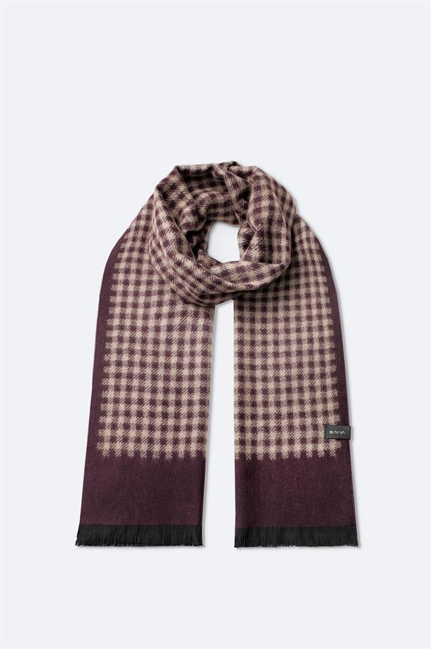 Bordo Viskon Karışımlı Püsküllü Desenli Şal