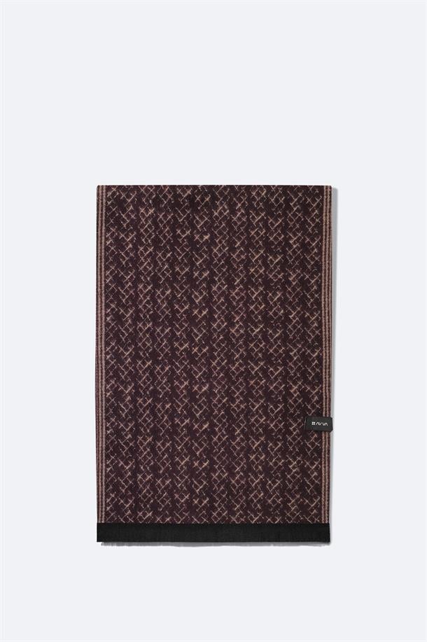 Bordo Viskon Karışımlı Püsküllü Desenli Şal