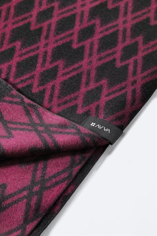 Bordo Viskon Karışımlı Püsküllü Desenli Şal