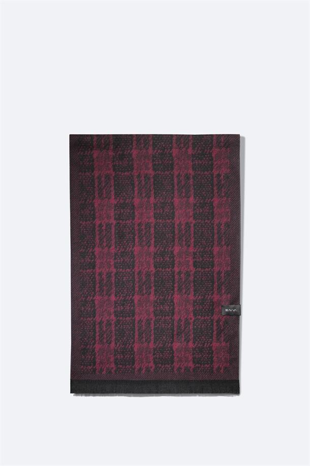 Bordo Viskon Karışımlı Püsküllü Desenli Şal
