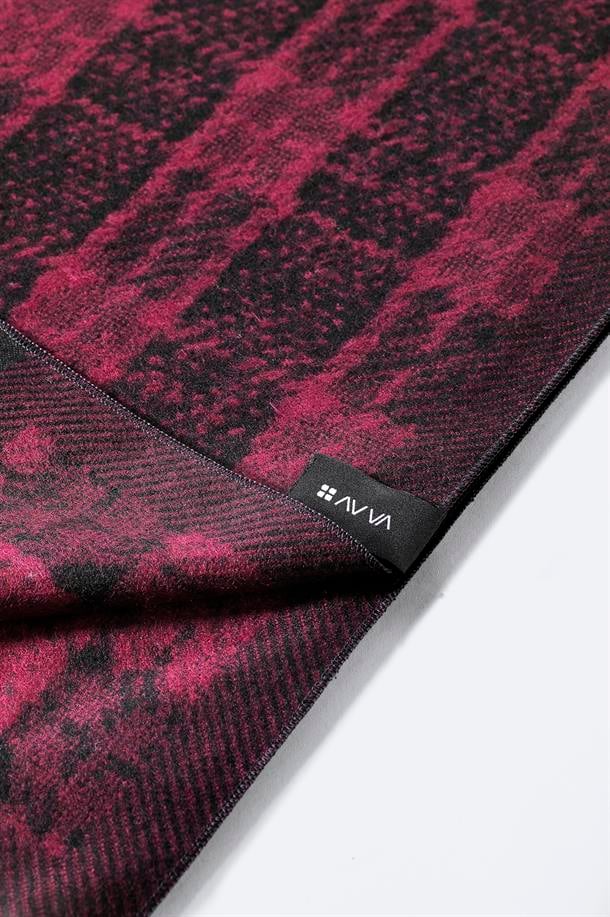 Bordo Viskon Karışımlı Püsküllü Desenli Şal