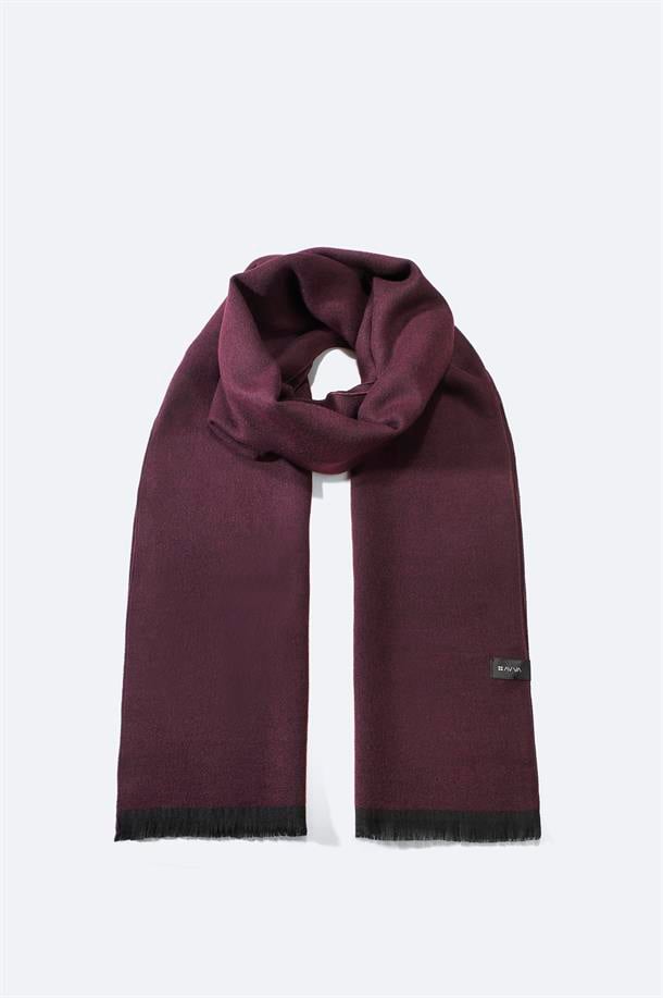 Bordo Viskon Karışımlı Püsküllü Şal