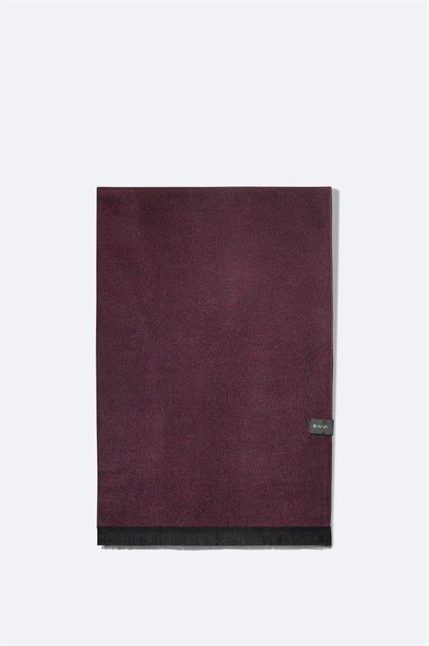 Bordo Viskon Karışımlı Püsküllü Şal