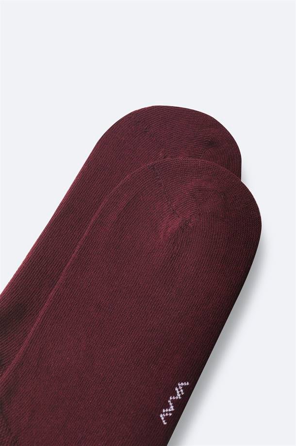 Bordo Pamuklu Sneaker Çorap