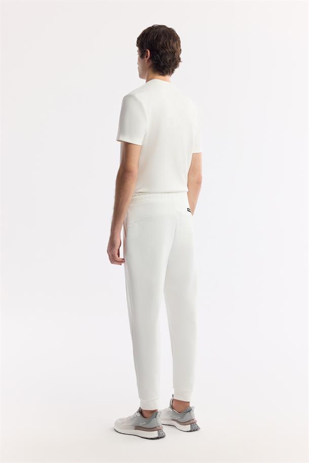 Ekru Beli Lastikli Bağcıklı Bi-Stretch Eşofman Altı