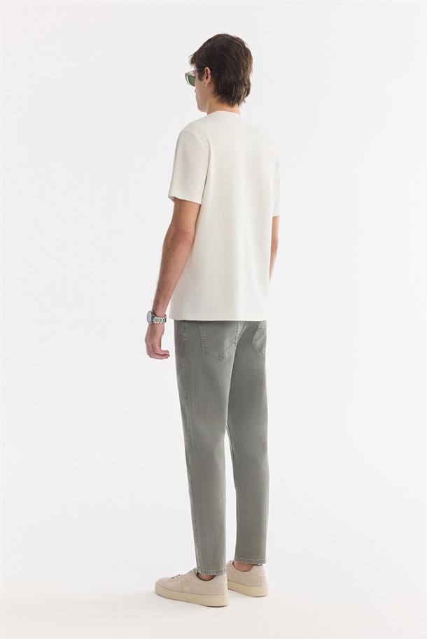 Ekru Bisiklet Baskılı Viskon Karışımlı İnterlok T-Shirt