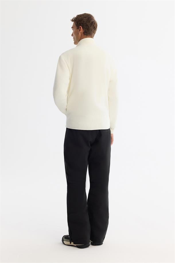 Ekru Soğuğa Dayanıklı Dik Yaka Fermuarlı Polar Sweatshirt