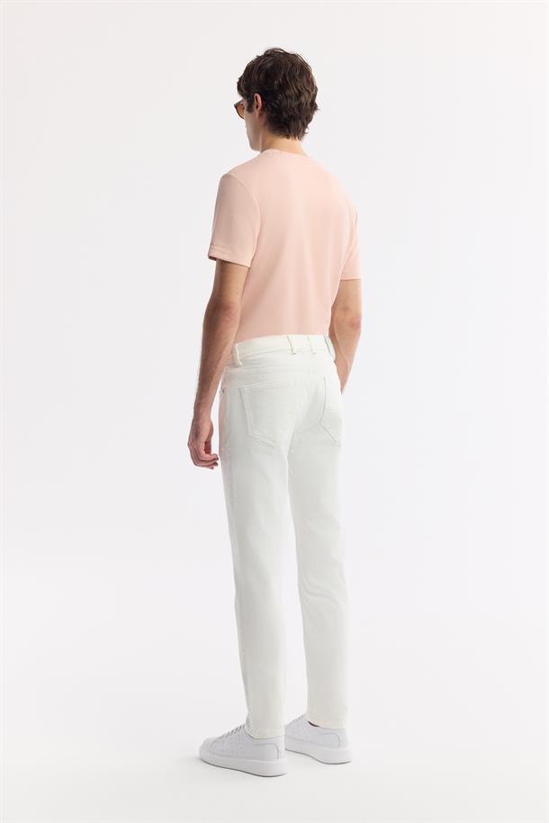 Ekru Klasik Bel Pamuklu Jean Pantolon