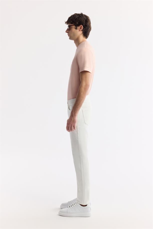 Ekru Klasik Bel Pamuklu Jean Pantolon