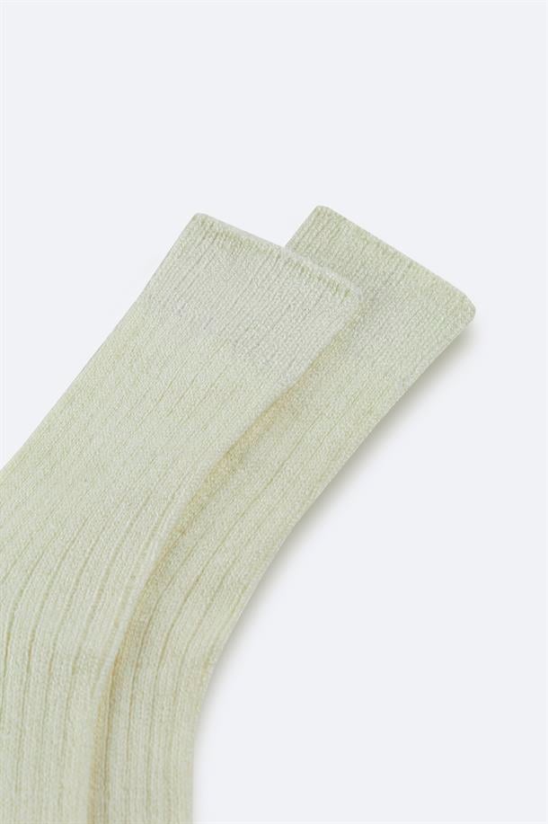 Ecru Ribbed Ankle Socks