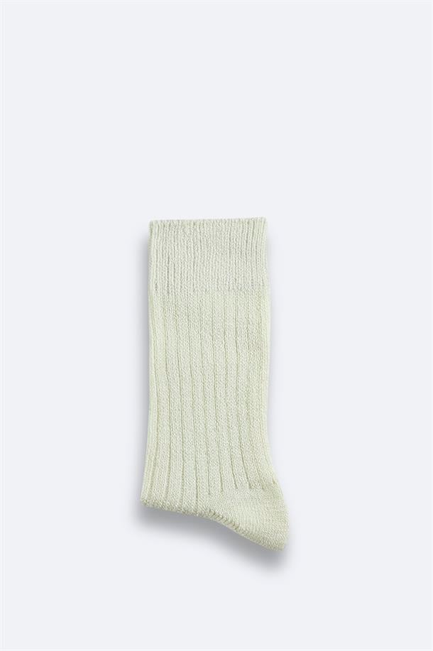 Ecru Ribbed Ankle Socks