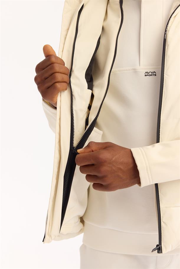 Ecru Functional Reversible Hooded Water Repellent Lightweight Jacket