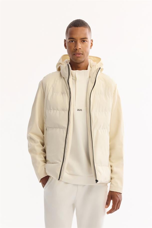 Ecru Functional Reversible Hooded Water Repellent Lightweight Jacket