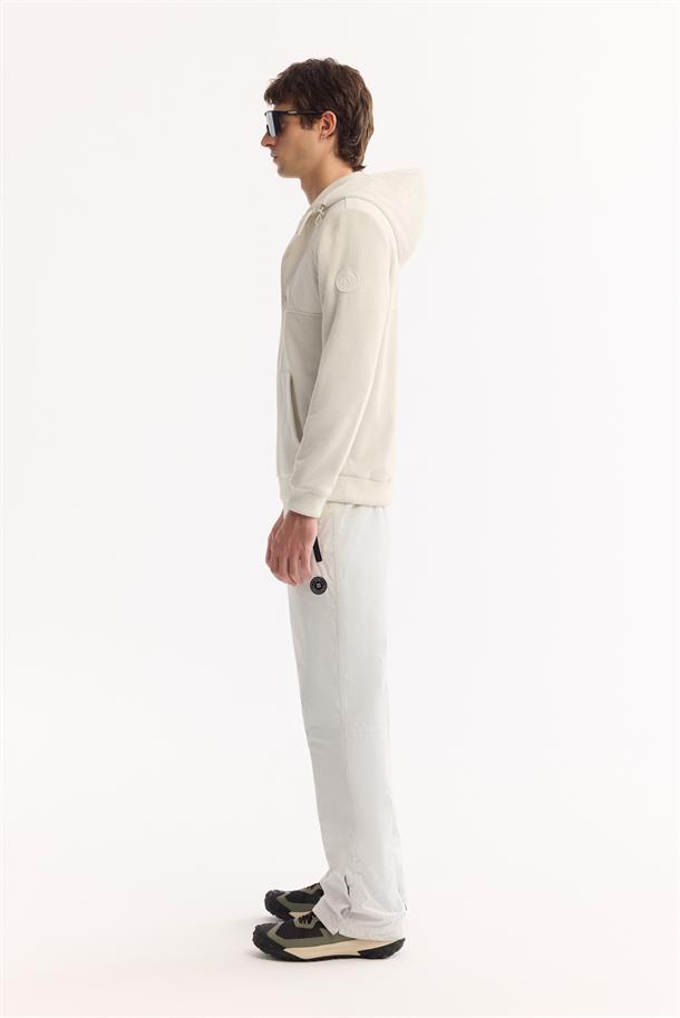 Ekru Kapüşonlu Soft Touch Polar Sweatshirt