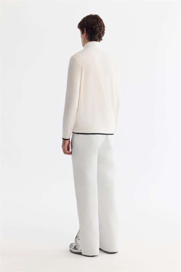 Ekru Soğuğa Dayanıklı Fermuarlı Dik Yaka Polar Sweatshirt