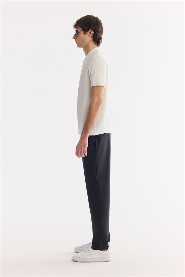 Ekru Polo Yaka Düğmeli Triko T-Shirt