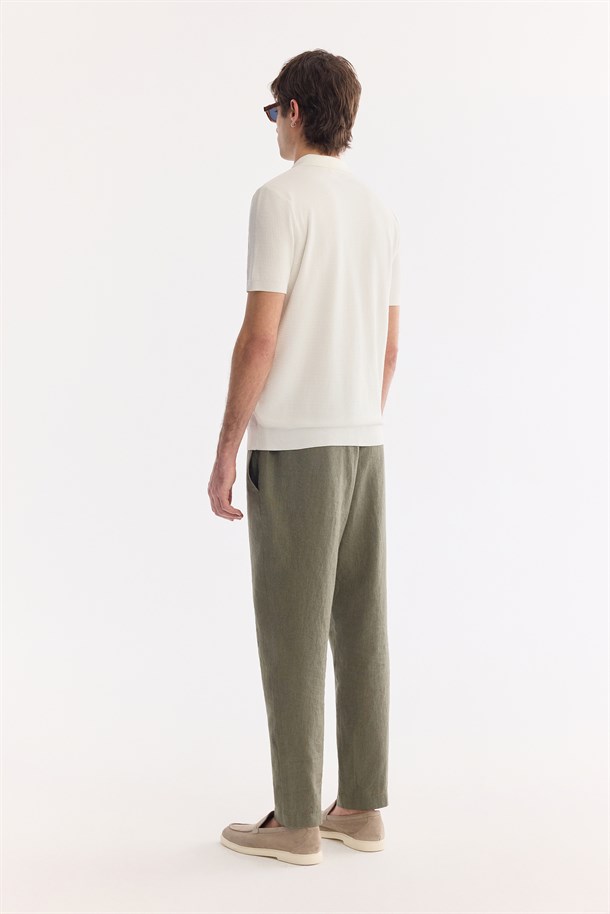 Ekru Polo Yaka Soft Touch Triko T-Shirt