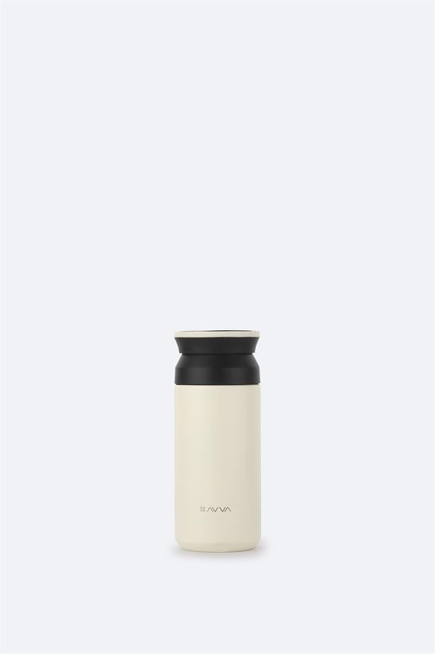 Ekru Isı Göstergeli %100 Çelik Termos 350 ML