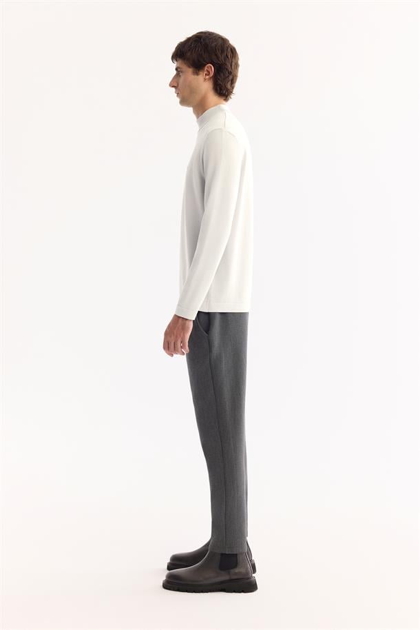 Ekru Yarım Balıkçi Yaka Rayon Basic Triko Kazak