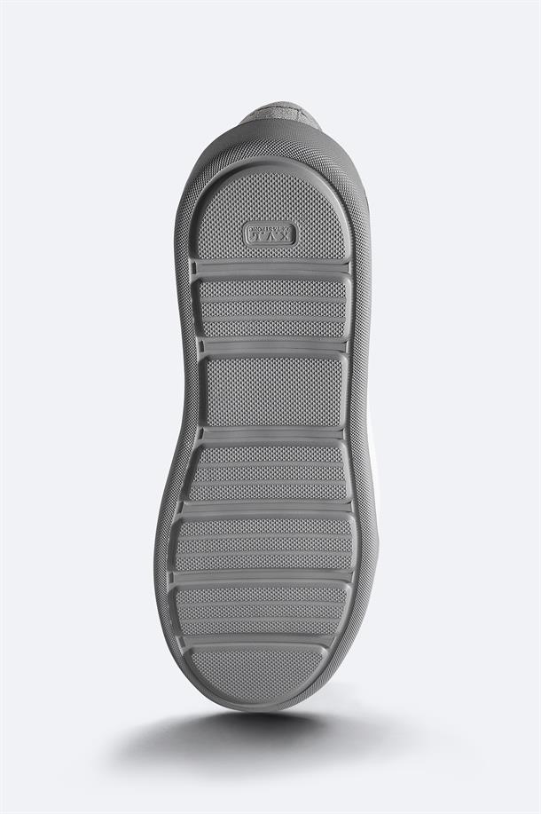 Gri %100 Deri Esnek Taban Hafif Casual Ayakkabı 