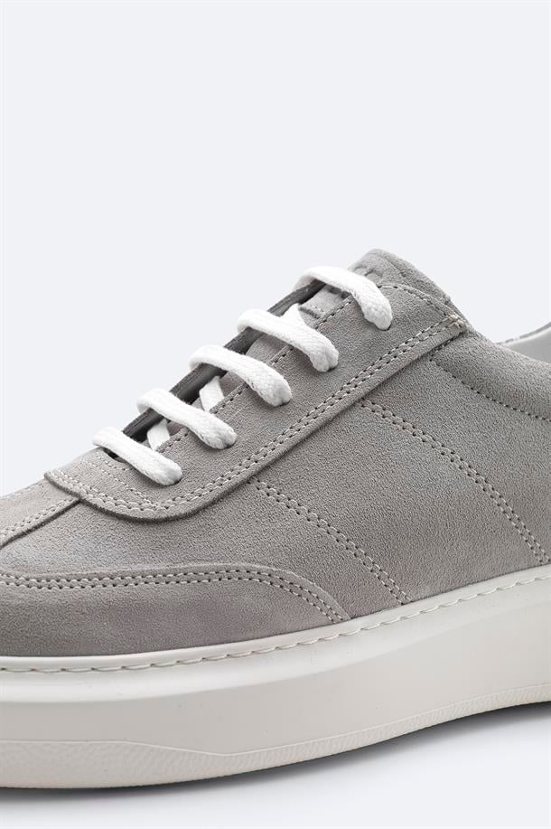 Gri %100 Süet Esnek Taban Hafif Casual Ayakkabı 