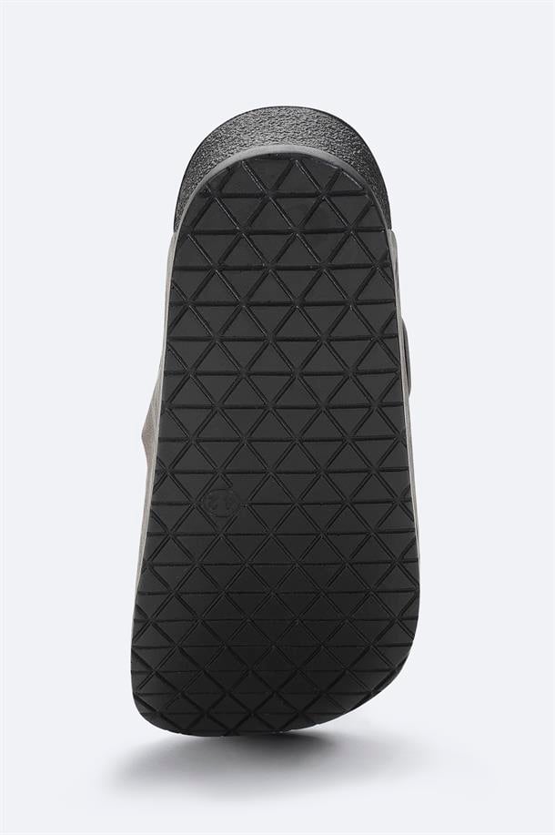 Gri Çift Bantlı Hafif Rahat Taban Sandalet Terlik