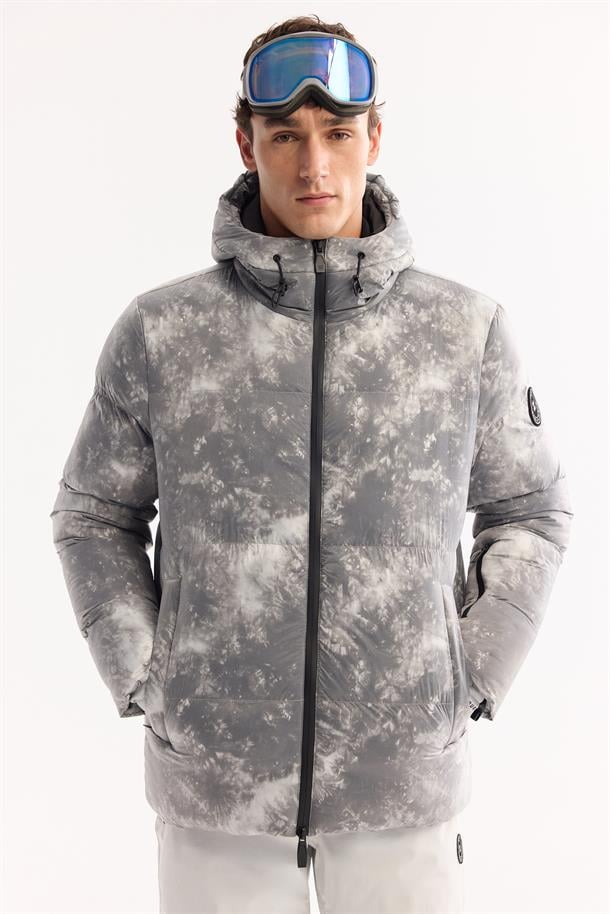 Grey Hooded Water Repellent Windproof Ski Jacket Resistant to -10°C