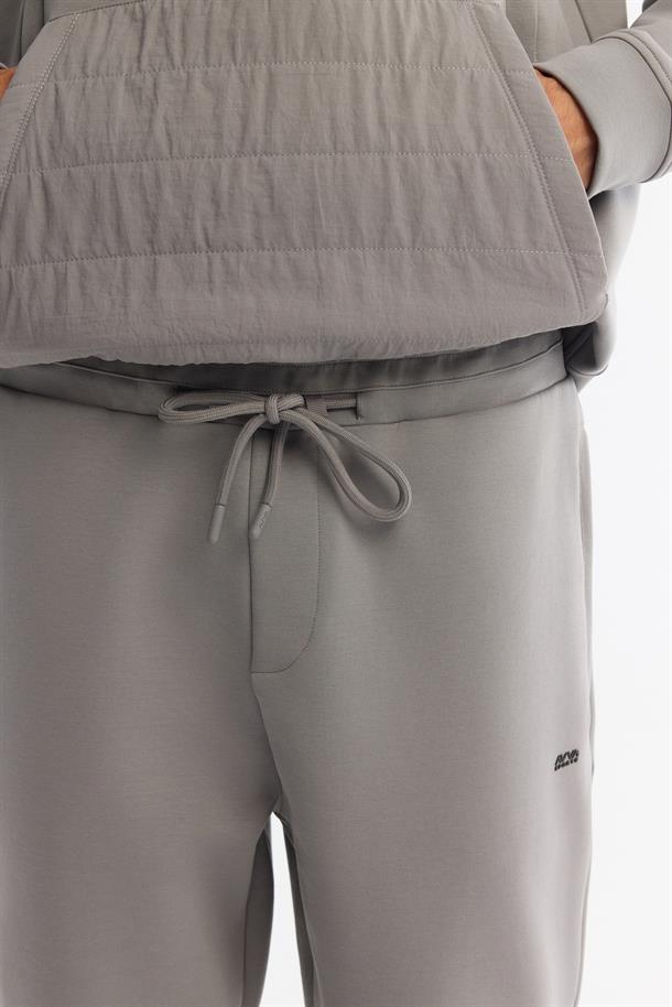 Gri Beli Lastikli Bağcıklı Elastan Eşofman Altı