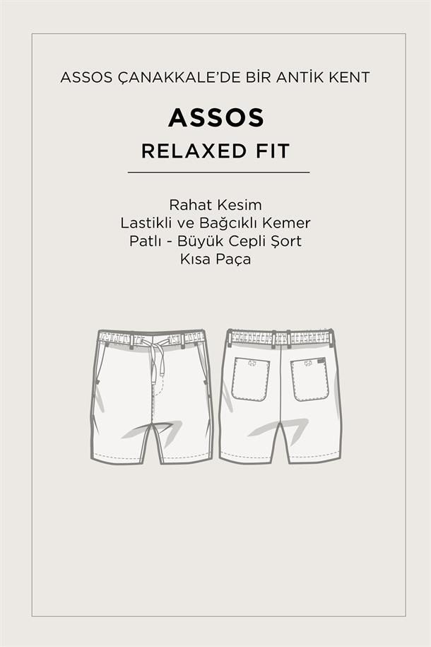 Gri Beli Lastikli %100 Keten Şort