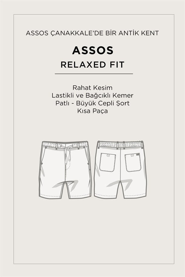 Gri Beli Lastikli %100 Keten Şort