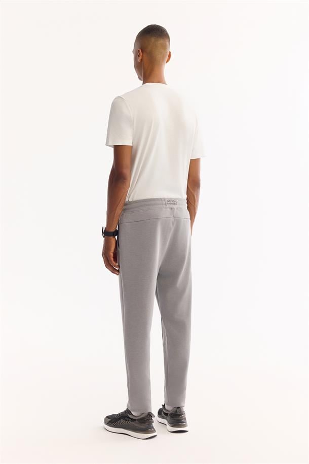 Gri Beli Lastikli Bağcıklı Soft Touch Bi-Stretch Eşofman Altı