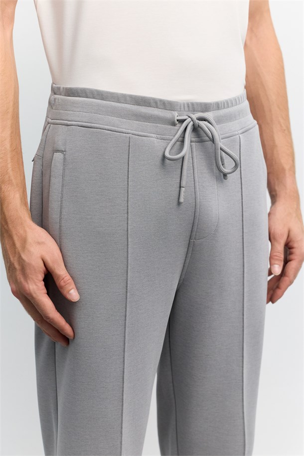 Gri Beli Lastikli Bağcıklı Soft Touch Eşofman Altı
