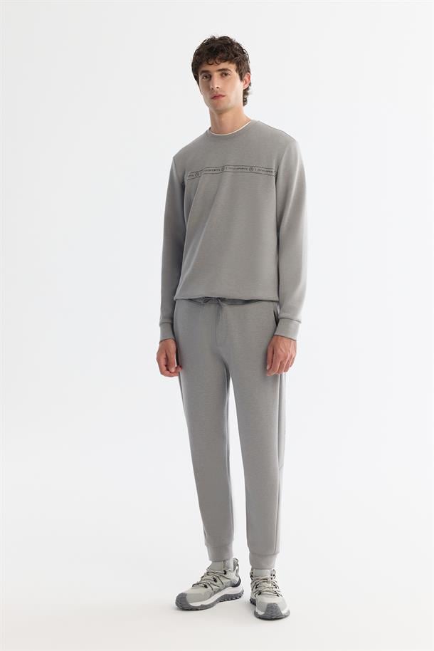 Gri Beli Lastikli Bağcıklı Soft Touch Eşofman Altı