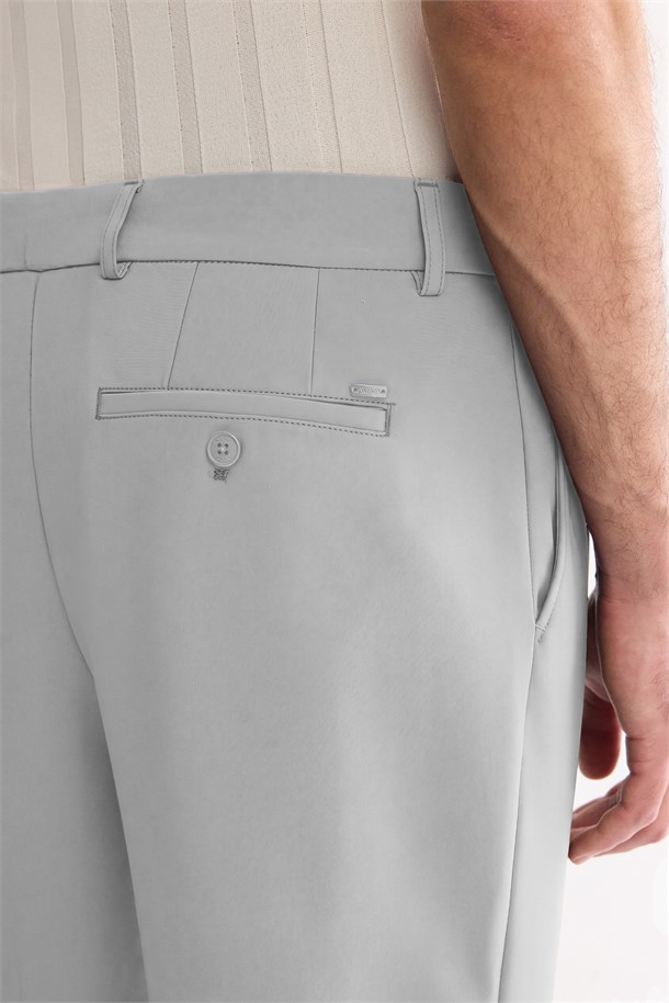 Gri Beli Lastikli Teknik Kumaş Pantolon