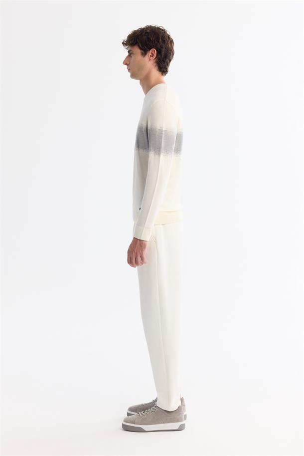 Gri Bisiklet Yaka Çizgili Soft Touch Triko Kazak