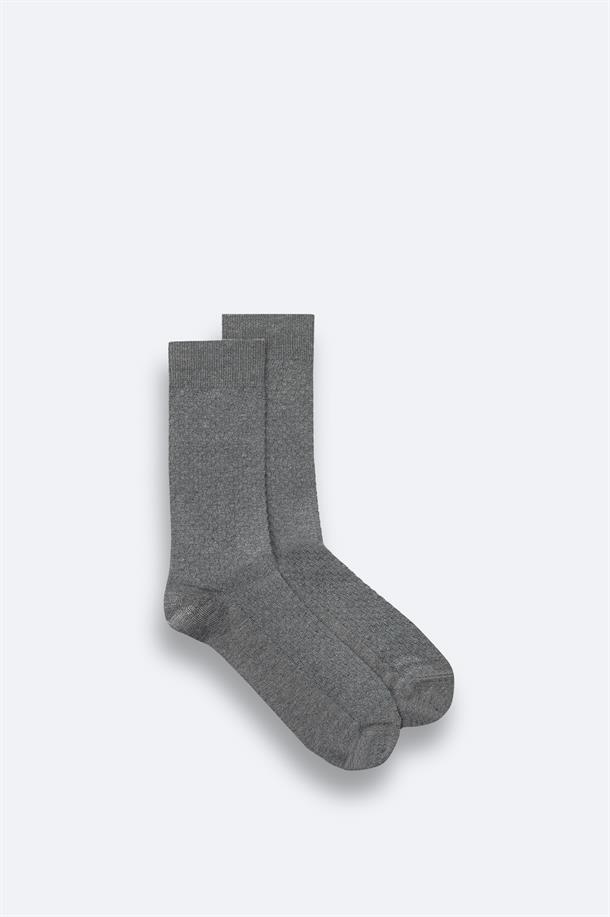 Gri Dokulu Bambu Soket Çorap