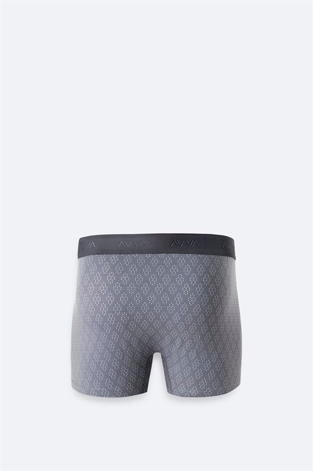 Gri Desenli Tekli Boxer